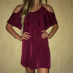 Maroon Off the Shoulder Dress